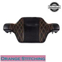 オレンジステッチ ラプター ラップ アラウンド バックレスト パッド 14 歳以上のハーレー キング ツアー パックに適合 Orange Stitching Raptor Wrap Around Backrest Pad Fits 14+ Harley King Tour Pack(2)