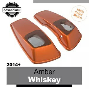 アンバー ウイスキー サドルバッグ スピーカー蓋 6x9 ハーレー ストリート ロード グライド 2014+用 Am..