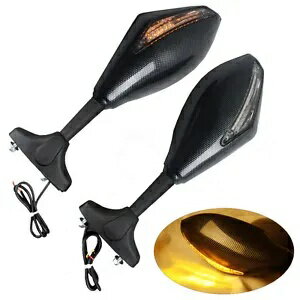 カーボンミラー LED ターンシグナルライト付き ヤマハ YZF R1 R6 R6S FZ1 FJR1300 Carbon Mirrors W/ LED Turn Signal Light Fit For YAMAHA YZF R1 R6 R6S FZ1 FJR1300