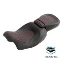 ハーレー エレクトラ ストリート グライド 09-Up 用 ブラック レッド 運転席 助手席ジェルシート 2-Up Black Red Driver Passenger Gel Seat 2-Up For Harley Electra Street Glide 09-Up
