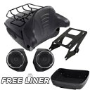ブラックキングパック トランクラック バックレストスピーカー ハーレーツーリングロードグライド 14-24用 Black King Pack Trunk Rack Backrest Speakers For Harley Touring Road Glide 14-24