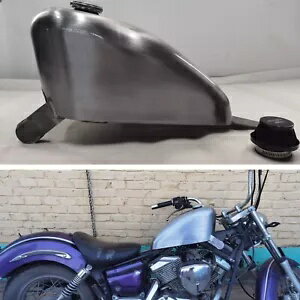 ヤマハ ドラッグスター 250 用オイルキャップ付きオートバイ銀色 8L 燃料タンク 1 個。 1x Motorcycle Silvery 8L Fuel Tank With Oil Cap For YAMAHA DRAGSTAR 250.