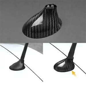 カーボンファイバーフカヒレアンテナカバートリムフィアット 500 2010-2015 ブラック Carbon Fiber Sha..