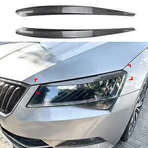 2x ܥå ե إåɥ饤Ȥޤ֤С ȥ 女 ѡ B8 2016?2018 2x Carbon Look Front Headlight Eyelid Cover Trims For Skoda Superb B8 2016?2018