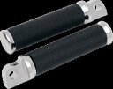 Drag Specialty ハーレー用クローム ホートップ ローレット ブラック ナイロン オス フット ペグ セット Drag Specialties Chrome Hotop Knurled Black Nylon Male Foot Pegs Set for Harley(2)