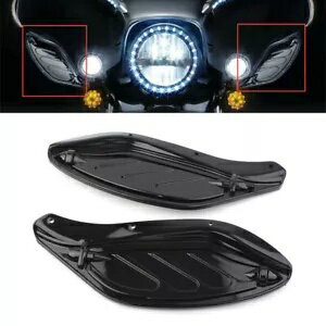 ハーレーツーリング FLHR FLHT CVO 96-13 ブラックサイドウイングフロントガラスエアディフレクター用 For Harley Touring FLHR FLHT CVO 96-13 Black Side Wing Windshield Air Deflector