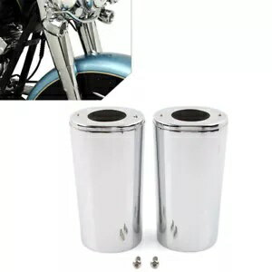 1 ペアクロームフォークスライダーカバーカウベルハーレーツーリングフロリダ 1984-2013 1 Pair Chrome Fork Slider Covers Cowbell For Harley Touring FL 1984-2013