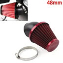 オートバイ 48 ミリメートル吸気フィルタークリーナーゴム曲げ入口スチールメッシュレッド新 Motorcycle 48mm Air Intake Filter Cleaner Rubber Bend Inlet Steel Mesh Red New(2)