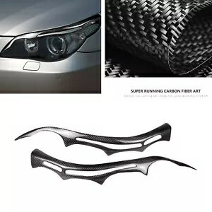 BMW 5 シリーズ E60 2004-10 ヘッドライトまぶた眉毛カバーカーボンファイバー- For BMW 5 Series E60 ..