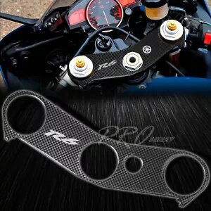 ハンドルヨークカバープロテクターステッカーパッド 06-16 ヤマハ YZFR6 カーボンファイバールック Handle Yoke Cover Protector Sticker Pad for 06-16 Yamaha YZFR6 Carbon Fiber Look