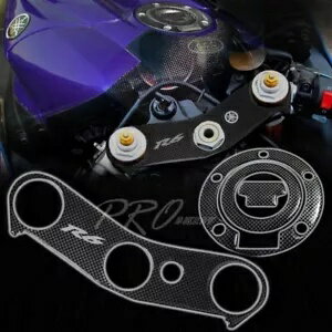 ハンドルバーヨークカバー+燃料キャップステッカープロテクター 06-16 ヤマハ YZFR6 カーボンルック Handle Bar Yoke Cover+Fuel Cap Sticker Protector 06-16 Yamaha YZFR6 Carbon Look