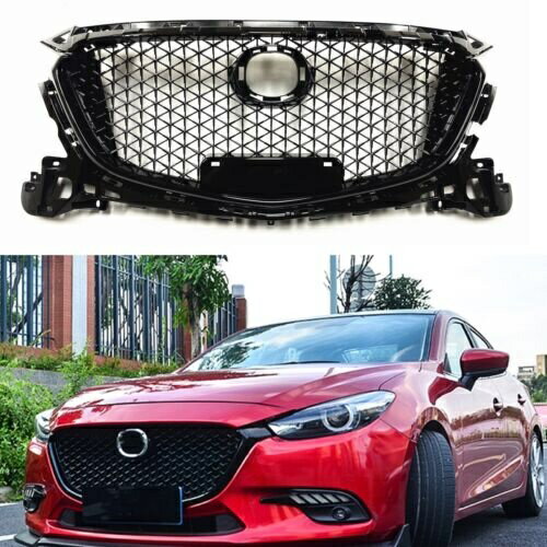 光沢のあるフロントバンパーグリルグリルマツダ 3 アクセラ 2017 2018 Glossy Front Bumper Grill Gril..