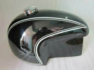 ヴィンテージ BMW R69S ホスケ ハインリッヒ ブラック塗装ガソリン燃料ガスタンク + キャップ Vintage BMW R69S Hoske Heinrich Black Painted Petrol Fuel Gas Tank +Cap