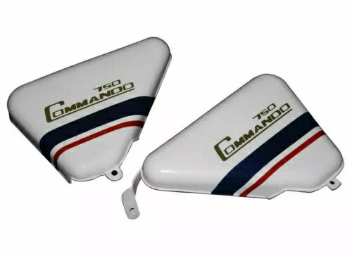 Norton Commando Roadster ホワイト オイルタンク サイドパネルセット ツールボックス付き NORTON COMMANDO ROADSTER WHITE OIL TANK SIDE PANEL SET WITH TOOL BOX