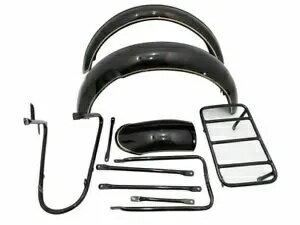 Norton 16H ֥åڥȥեޥåɥɥå &ɥ饤դơ NORTON 16H BLACK PAINTED FENDER MUDGUARD SET &STAYS WITH GOLDEN LINE