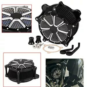 ブラックフラワーエアクリーナーインテークフィルターシステムキットハーレーツーリング17+ソフテイル..