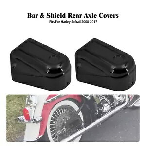 ブラックバーシールドリアアクスルカバーガードスイングアームハーレーソフテイル FLS 08-17 Black Bar..