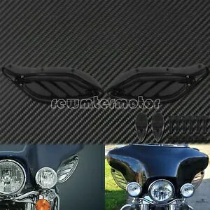調整可能なブラックサイドウイングフロントガラスエアディフレクターハーレーツーリング 96-13 に適合 Adjustable Black Side Wing Windshield Air Deflector Fit For Harley Touring 96-13