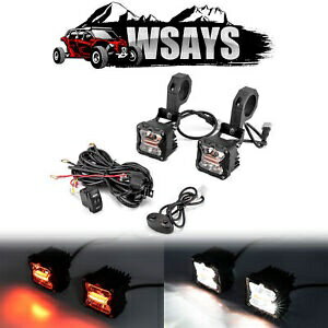 3 "40W ストロボ LED ポッド + DT ワイヤー + 1-2" ラウンドクランプマウント Kawasaki Mule/Teryx 用 ..