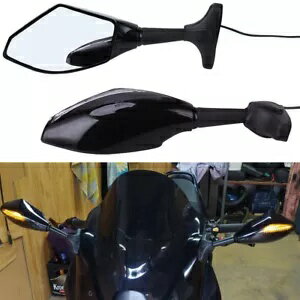 ブラックオートバイミラー LED ターンシグナル付きヤマハ YZF R6 YZF カワサキニンジャ Black Motorcycle Mirrors W/LED Turn Signals For Yamaha YZF R6 YZF Kawasaki Ninja