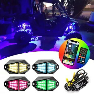 4x RGB LED ロックライト ネオンランプ防水音楽ヤマハ YXZ1000R 2016-24 4x RGB LED Rock Lights Neon Lamp Waterproof Music For Yamaha YXZ1000R 2016-24