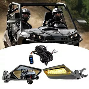 サイドレーシング LED ミラー + ターンシグナルワイヤーヤマハ YXZ1000R ウルヴァリン Rhino Side Racing LED Mirrors+Turn Signal Wire For Yamaha YXZ1000R Wolverine Rhino