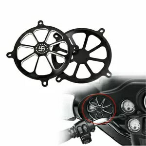 ブラックオーディオフェアリングマウントスピーカーグリルカバーハーレーツーリング FLHT FLHX 新しい Black Audio Fairing Mount Speaker Grill Cover For Harley Touring FLHT FLHX New