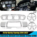 クロームスピーカーカバー & トライラインゲージステレオトリムキット Harley Street Glide US 用 Chrome Speaker Cover & Tri Line Gauge Stereo Trim Kit For Harley Street Glide US(2)