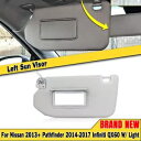 左ドライバー用サンバイザー 2013-2018 パスファインダー 2014-17 インフィニティ QX60 ランプ付き DNN Left Driver Sun Visor For 2013-2018 Pathfinder 2014-17 Infiniti QX60 W/ Lamp DNN