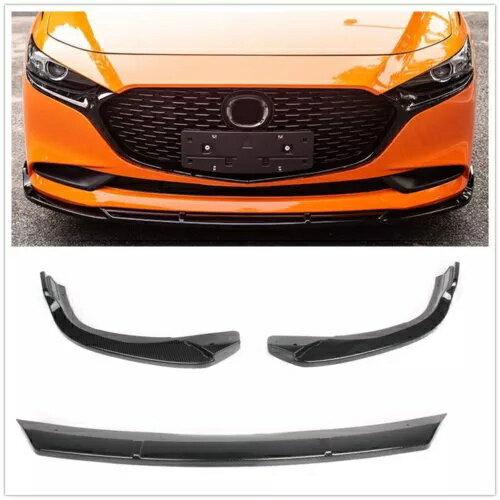 カーボンファイバールックフロントバンパーリップスポイラー 2019 2020 マツダ 3 セダンアクセラ DN Ca..