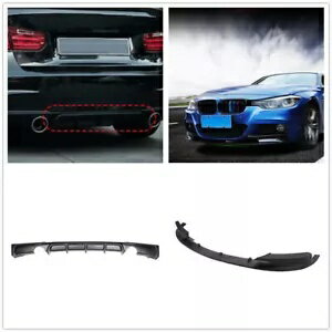 フロントスプリッターリップ + リアバンパーディフューザー BMW F30 M-Sport 12-17 マットブラック Front Splitter Lip + Rear Bumper Diffuser For BMW F30 M-Sport 12-17 Matte Black