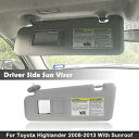 2008-13 ハイランダー用左ドライバー グレー サンバイザー ライト付き 74320-48500-B0 Left Driver Gray Sun Visor For 2008-13 Highlander W/ Light 74320-48500-B0