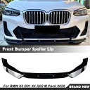 車のフロントバンパースポイラーリップキット BMW X3 G01 X4 G02 M パック 2022-2023 ブラック Car Front Bumper Sp...