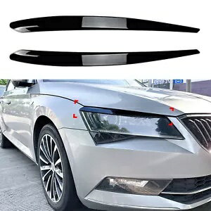 إåɥ饤Ȥޤ֤ӥ饤ȥȥ५С女ѡ B8 2016-2018 ֥å 2x Headlight Eyelid Eyebrow Light Trim Cover For Skoda Superb B8 2016-2018 Black 2x