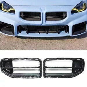 カーボンファイバーフロントバンパーグリルグリルカバーキット BMW M2 G87 2022-2023 2 個 Carbon Fiber Front Bumper Grille Grill Cover Kit For BMW M2 G87 2022-2023 2PCS