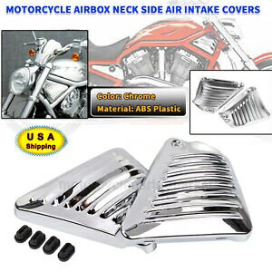 エアボックスネックサイドエアインテークカバークローム ABS ハーレーナイトロッド V ロッド VRSCAW Airbox Neck Side Air Intake Covers Chrome ABS For Harley Night Rod V-Rod VRSCAW