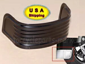 ハーレーロードキンググライドFLHX FLHTUTG 14UP用ブラックリブフロントフェンダートリムスカート Black Ribbed Front Fender Trim Skirt for Harley RoadKing Glide FLHX FLHTUTG 14UP