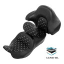 ツーアップ運転席助手席ジェルシート バックレストパッド付き ハーレーツーリング 14-23 に適合 Two-up Driver Passenger Gel Seat W/ Backrest Pad Fit For Harley Touring 14-23