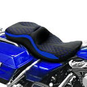 ブラック + ブルー運転席助手席ハーレーエレクトラグライド FLHT 1997-2007 に適合 Black+Blue Driver Passenger Seat Fit For Harley Electra Glide FLHT 1997-2007