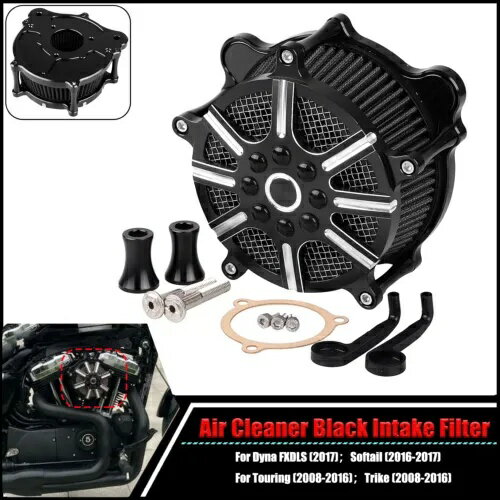CNC カットフラワーエアクリーナーインテークフィルターハーレーツーリングロードキング FLHR 08-16 CN..