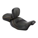 ブラック + オレンジ運転席 + ライダー背もたれフィットハーレーツーリング 09-23 Black+Orange Driver Passenger Seat + Rider Backrest Fit For Harley Touring 09-23