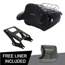 キングパック トランク バックレスト + ブラック ラック ハーレー ツアー パック ロード キング 14-23 20 に適合 King Pack Trunk Backrest + Black Rack Fit For Harley Tour Pak Road King 14-23 20