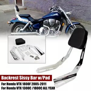 クロームオートバイシーシーバーバックレストパッド付きホンダ VTX1300C VTX1800 C/F 05-11 Chrome Motorcycle Sissy Bar Backrest w/ Pad For Honda VTX1300C VTX1800 C/F 05-11