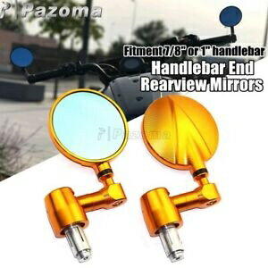 オートバイ 7/8 " & 1" ハンドルバーエンドバックミラーサイドミラースズキヤマハゴールド Motorcycle ..