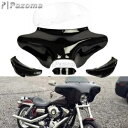 ハーレーダイナツーリングストリート750用ブラックABSプラスチックバットウィングインナーアウターフェアリング Black ABS Plastic Batwing Inner Outer Fairing For Harley Dyna Touring Street 750