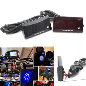 レーシングスクーター用デジタル水温計メーター温度計レッド/ブルー for Racing Scooter Digital Water..
