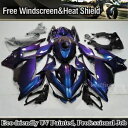 カメレオンブルーパープル + 鍛造カーボンファイバーフェアリング Kawasaki Ninja 400 18-23 Chameleon Blue Purple ...