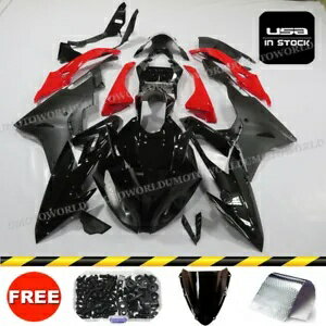 ブラック & レッド フェアリングキット + ボルト BMW S1000RR 2015-2017 ABS インジェクションボディワーク用 Black & Red Fairing Kit + Bolts For BMW S1000RR 2015-2017 ABS Injection Bodywork