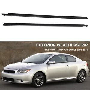 トヨタ サイオン TC 2005-2010 ブラック外装ウェザーストリップ セット フロント 2 ウィンドウ用 For T..