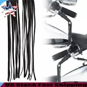 12インチ ペア オートバイ PU レザー ブレーキ レバー カバー バイカー クラッチ フリンジ ロング タッ..